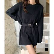 【日本倉庫即納】 ニットワンピース レディース ベルト付き