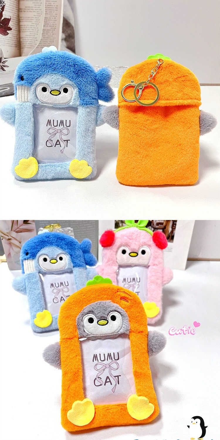 3色 韓国 kpop トレカケース ペンギンキーホルダー 透明窓あり トレカ