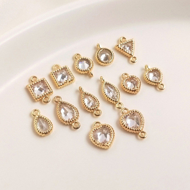 ラインストーンチャーム ジルコンチャーム アクセサリーパーツ キュービック ジルコニア ハンドメイド