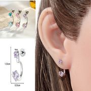 韓国風アクセ／小顔効果／星モチーフ／スクエア／ジルコニア／高級感／卸対応／新作／C型ピアス