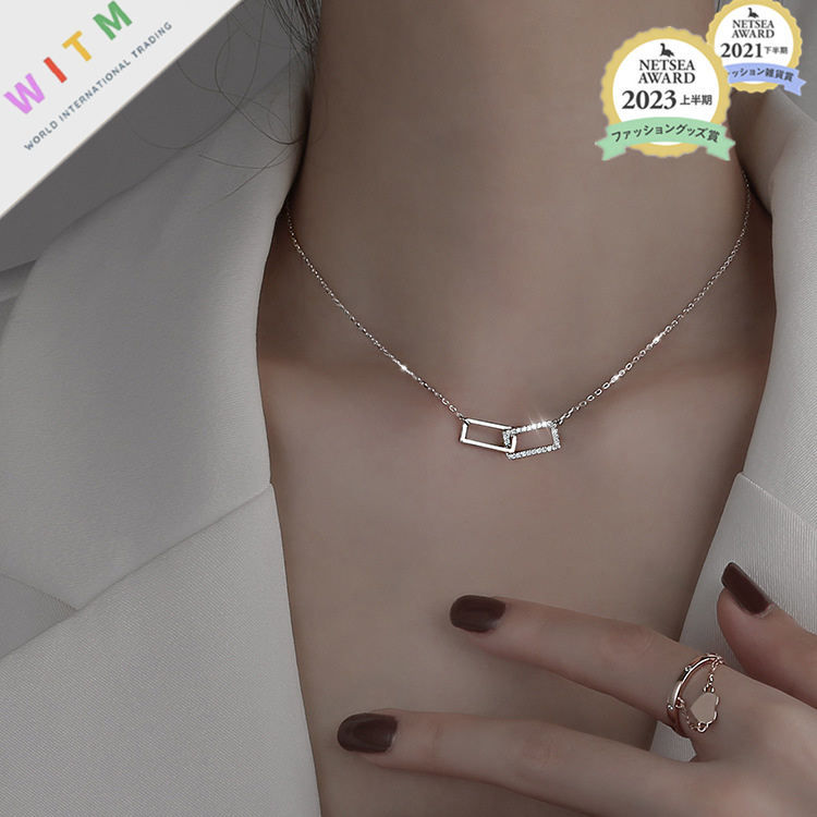 ラインストーン 四角形 ネックレスチェーン 首飾り アクセサリー レディースファッションス オシャレ