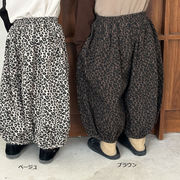 全2色[80-140cm] 秋新作 キッズ レオパード柄バルーンパンツ 男女兼用 森系コットン九分丈パンツ