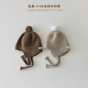 「2025」子供用★帽子★暖かい★キッズ★ニット★耳カバー★4色