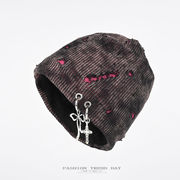 ヴィンテージ風ダメージニット帽 レディース ストリート系 カジュアル防寒 シンプルおしゃれ