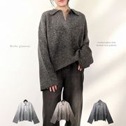 【2025新作】グラデーションラメニット　キーネック　プルオーバー(32975)