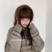 韓国風厚手ファーイヤーマフ レディース シンプル可愛い系 防寒アイテム