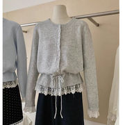 初回送料無料　ニットセーターレース長袖カーディガン上着　レディースファッション人気トレンド
