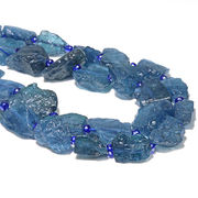 天然石 濃い ディープアクアマリン 原石  連材 1連売り aquamarine 緑柱石