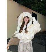 今季マストバイ   気質   おしゃれ   厚手  ショートレングス   白い フリンジ  フード  パーカー