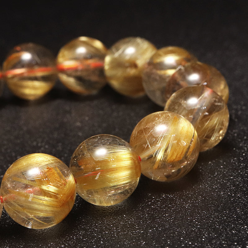 ブレス　タイチンルチルクォーツ＜ブラジル産＞　丸