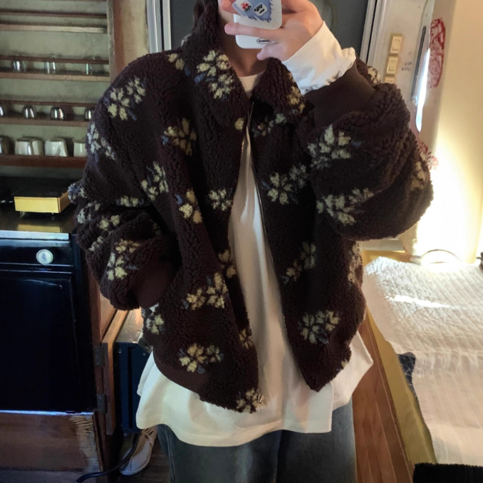 秋冬韓国風レディース ショート丈ジャケット ふわふわ コート ボア