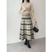 2025年INS 秋冬新作    気質   おしゃれ   デザイン性   配色　ニット ロングワンピース