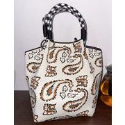 お洒落 手提げ ペーズリーフラワー柄 コンパクトサイズ ミニトートバッグ 　ba0596