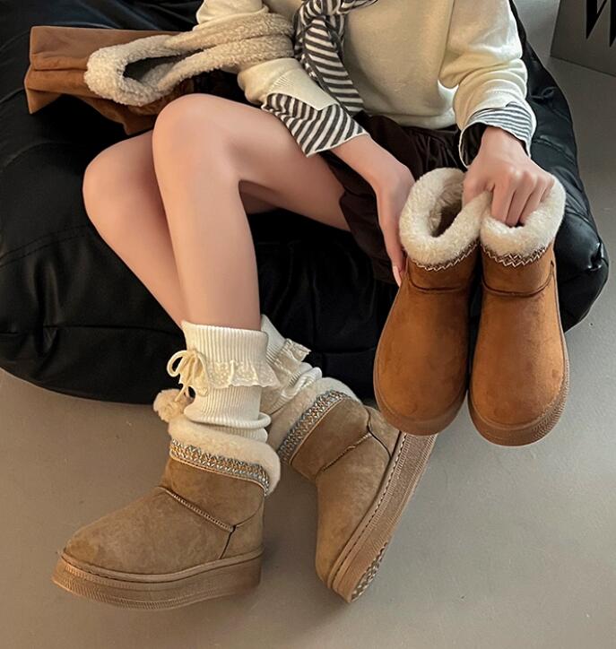 秋冬シューズ  ブーツ ショートブーツ  厚底  裏起毛 あったかい お出かけ 靴