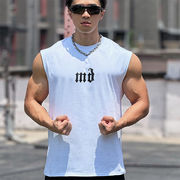 ノースリーブ ロゴプリント タンクトップ メンズ バスケットシャツ アンダーシャツ フィットネス
