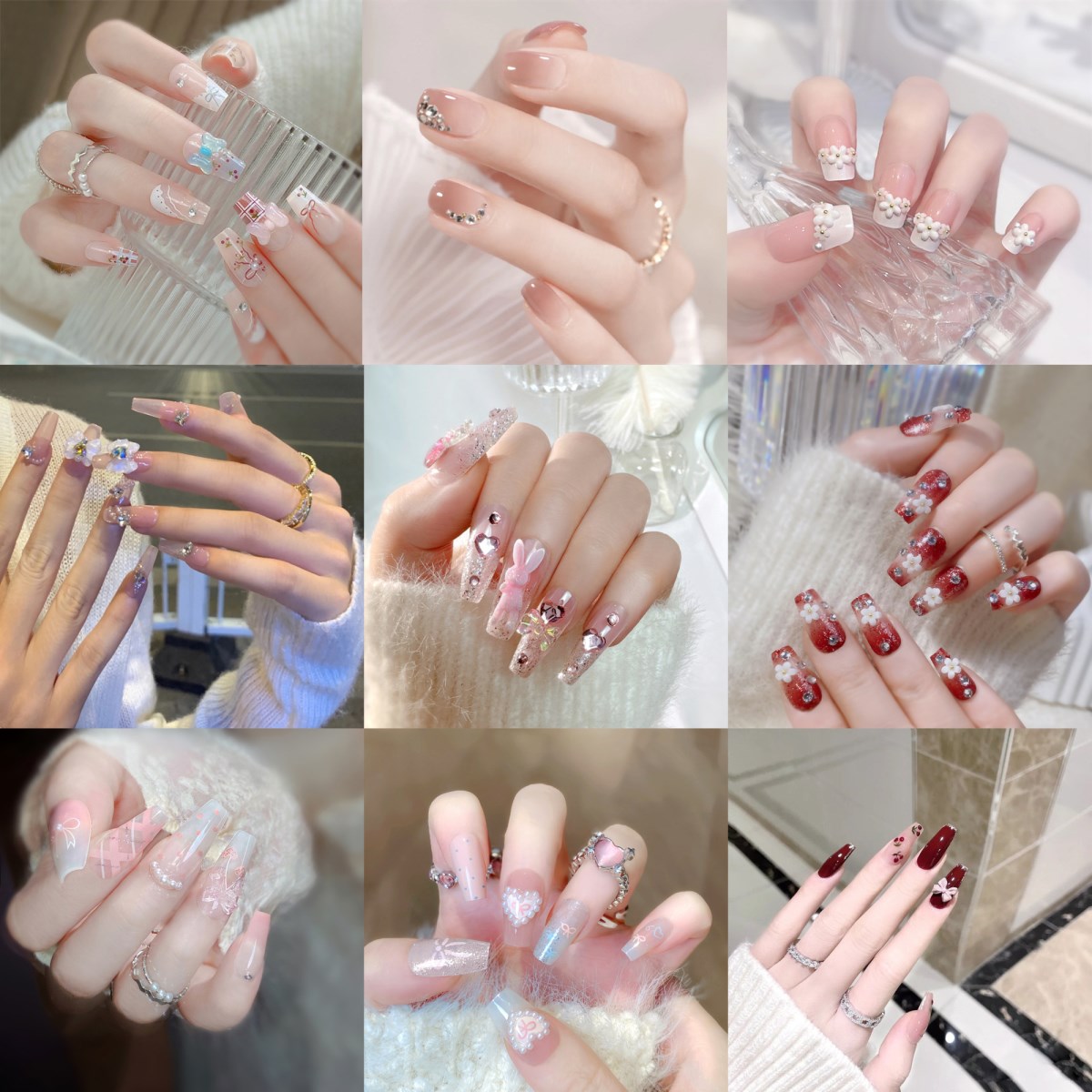 ネイル チップ ブライダル ウエディング 結婚式 ネイルシール デザインチップ つけ爪 ショート ロング 花