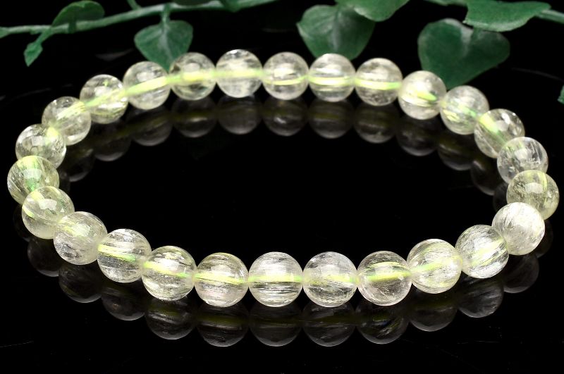 品質　ヒデナイトブレスレット 透明感＆キャッツアイ効果　クンツァイト　2-5 1点物】AAA透明◇キャッツアイ効果 クンツァイト(ヒデナイト) 7mm