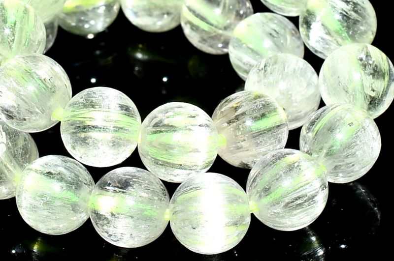 品質　ヒデナイトブレスレット 透明感＆キャッツアイ効果　クンツァイト　2-5 1点物】AAA透明◇キャッツアイ効果 クンツァイト(ヒデナイト) 7mm