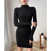 【日本倉庫即納】 ニットワンピース 長袖 タイトワンピース
