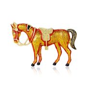 赤と金 馬のブローチ 男女兼用  動物 競馬  馬ブローチ コサージュ ピン  馬のアクセサリー