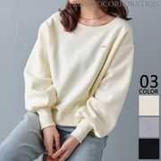 【2025新作商品♪】プレート付き裏起毛スウェットボートネックプルオーバー