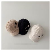 ウール調 刺繍 子供用保暖防風キャップ 冬用 防寒 あったか 可愛い 保暖