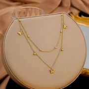 サージカルステンレス胡蝶ネックレス　アクセサリー　18kコーティング　INS　金属アレルギー対応