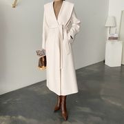 2025年INS 秋冬新作    気質   おしゃれ  ルーズフィット  スリット ガーゼ素材  コットンコート