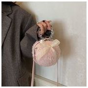 ファーバッグ　リボンショルダーバッグ　ビーズハンドバッグ　韓国バッグ