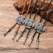 首輪レザーネック/ループタイ メンズ ポロタイ ボロタイ おしゃれ 紐 ロープ アクセサリーE90064