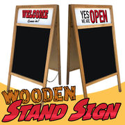ウッドスタンドサイン WOODEN STAND SIGN YES WE ARE OPEN 店舗看板