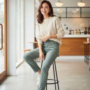 【冬物値下げ】楽ちん美脚　ストレッチコーデュロイ　テーパードパンツ