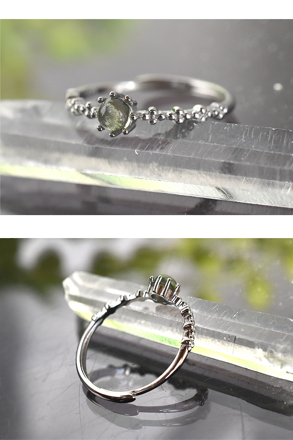 モルダバイト リング 約16号 フリーサイズ 指輪 隕石 バリブラン