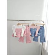 2026 春新作  女の子 洋風 ファッション ハートプリント 上着+ズボン 2点 セット 子供服 80~120cm