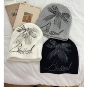 ニット帽　ビーニー　リボン　カジュアル　韓国帽子