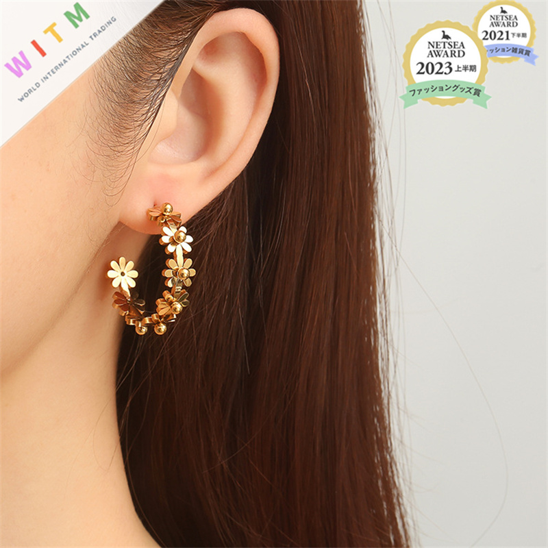 花形 ピアス ブレスレット アクセサリー 金属アレルギー対応 18Kコーティング ステンレス製 レディース