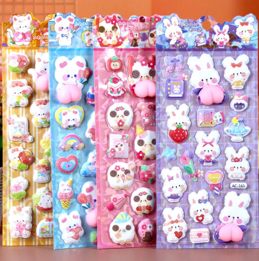 即納！DIY手作り  粘着シール 3D 立体ステッカー  シール デコレーション ぷくぷく ステッカー 文具