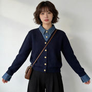 今季マストバイ   気質   おしゃれ   着痩せ   フェイクレイヤード  ニット  カーディガン