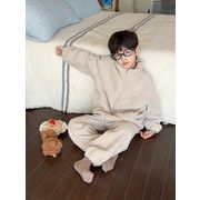 【両面ボア】キッズ ルームウェア 上下セット 冬用 男女兼用 厚手 あったか もこもこ パジャマ 韓国風