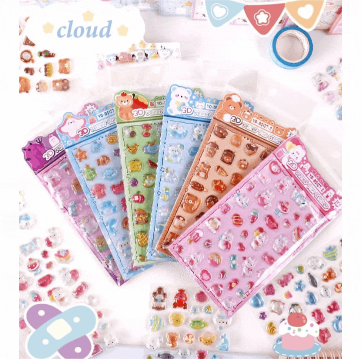 2026.1★YD★3D立体★エンボス加工★ステッカー★クリエイティブ★DIY★可愛い★クリスタルシール