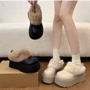 秋冬シューズ  パンプス 裏起毛  フェイクレザー 厚底  お出かけ