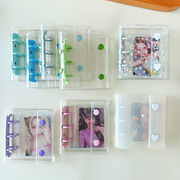 3穴 カラフルなクリップ PVC透明パンフレットカバー アルバム収納帳 手帳カバー A8