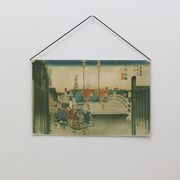 浮世絵 和柄 和雑貨 タペストリー 【 歌川広重 日本橋 東海道五十三次】プリント ラメ 光る生地【日本製】