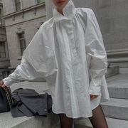 今季マストバイ   気質   おしゃれ    スタンドカラー  カジュアル  ブラウス   トップス