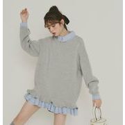 2026新作 韓国風 レディース服 トップス スウェット パッチワークケーキレイヤー風 3色