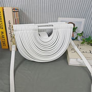 手頃な価格 半円形編み込みバッグ 33*10*18cm 手提げ・ショルダー・斜め掛け・手持ち対応 12色展開