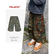 メンズ 迷彩柄 ワーク風 七分丈 パンツ 男女兼用 ストリート系 ボトムス 春秋 2026新作★