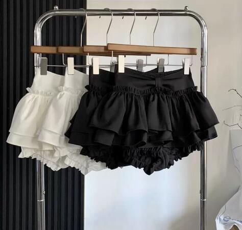 パンツ ボトムス ズボン レース レイヤード ショートパンツ フリル リボン レディース