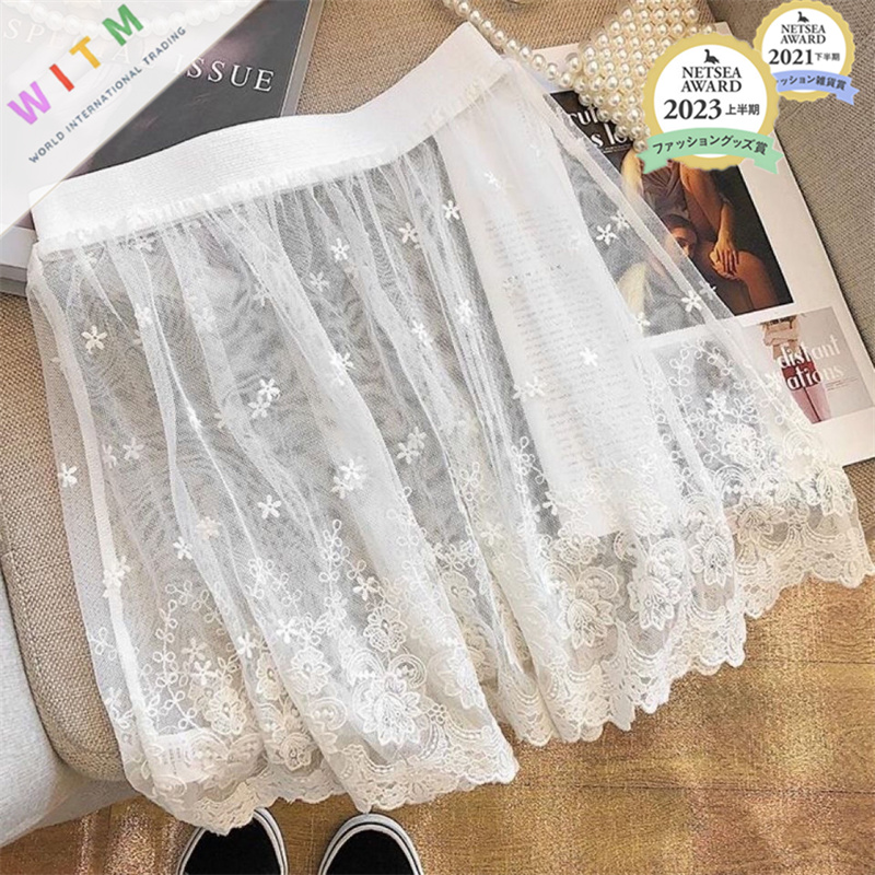 2026春夏新作 花柄 レーススカート ミニスカート フリル 重ね着 レディース 透け感 オシャレ