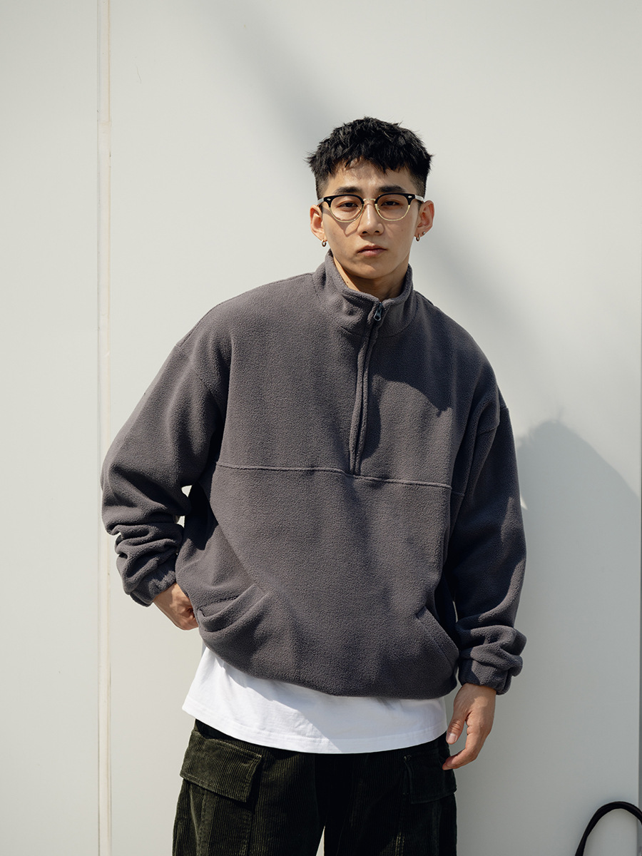 メンズ 無地 ポーラーフリース トレーナー 男女兼用 ストリート系 トップス 秋冬 2026新作★全2色